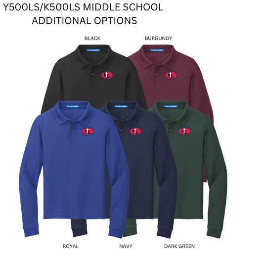 FLCS Middle School Long Sleeve Polo Options