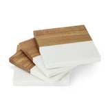 Marble & Acacia Wood Coaster Set