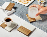 Marble & Acacia Wood Coaster Set