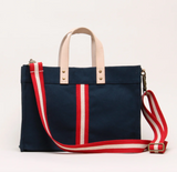 ShoreBags Mini Box Tote Bag- Navy Stripe