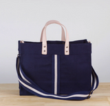 ShoreBags Mini Box Tote Bag- Navy/Natural